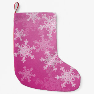 Rosa weiße Schneeflocken Minimalistische Weihnacht Kleiner Weihnachtsstrumpf