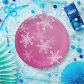 Rosa weiße Schneeflocken Minimalistische Weihnacht Pappteller (Party)