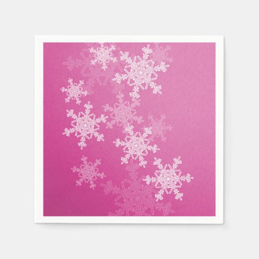 Rosa weiße Schneeflocken Minimalistische Weihnacht Serviette (Vorderseite)