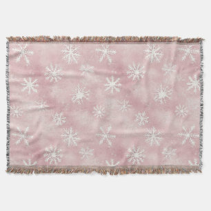Rosa weiße Schneeflocken Weihnachten Decke