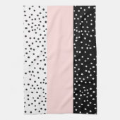 Rosa weiße schwarze Aquarell-Tupfen Geschirrtuch (Vertikal)