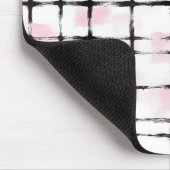 Rosa Weiße Schwarze Streifen Mousepad (Ecke)