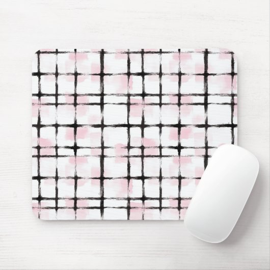 Rosa Weiße Schwarze Streifen Mousepad (Mit Mouse)