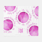 Rosa weiße Softball-Feld mein glücklicher Platz Mä Fleecedecke (Vorderseite (Horizontal))