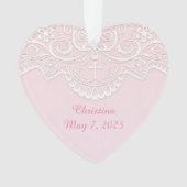 Rosa, weiße Spitze, religiös Ornament (Vorderseite)