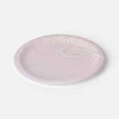 Rosa, weiße Spitze, religiös Pappteller (Schrägansicht)