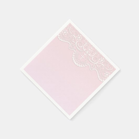 Rosa, weiße Spitze, religiös Serviette (Ecke)