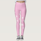 Rosa weiße Sterne Leggings (Vorderseite)