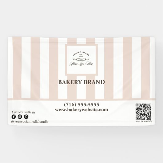 Rosa weiße Streifen Bakery-Logo Banner (Horizontal)