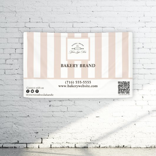 Rosa weiße Streifen Bakery-Logo Banner