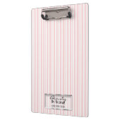 Rosa weiße Streifen Elegantes Chic Glam Personalis Klemmbrett (Links)