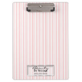 Rosa weiße Streifen Elegantes Chic Glam Personalis Klemmbrett (Vorderseite)