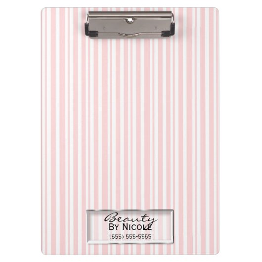 Rosa weiße Streifen Elegantes Chic Glam Personalis Klemmbrett (Vorderseite)