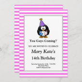 Rosa/weiße Streifen Gerahmt Funny Birthday Party Einladung (Vorne/Hinten)