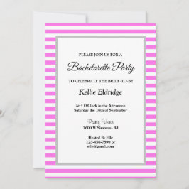 Rosa/weiße Streifen Gerahmter Junggeselinnen-Absch Einladung