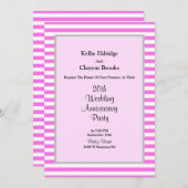 Rosa/weiße Streifen Hochzeitsszenario-Party Einladung (Vorne/Hinten)