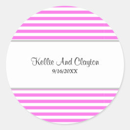Rosa/weiße Streifen mit klassischem Rundaufkleber Runder Aufkleber