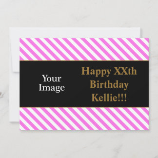 Rosa/weiße Streifen mit Meldung/Bild Geburtstagspa Einladung