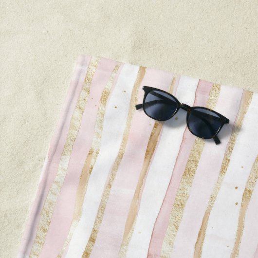 Rosa weiße Streifen Strandtuch (Beispiel)