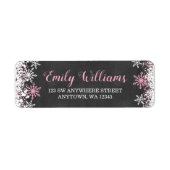 Rosa weiße Tafel-Schneeflocke-Rücksendeadresse (Vorne)