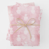 Rosa, weiße tropische Ananas Geschenkpapier Set (Beispiel)