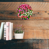 Rosa, weiße Tulpen, vom Vernon Große Wanduhr