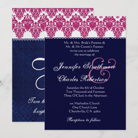 Rosa, weiße und einladung (Vorne/Hinten)