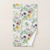 Rosa, weiße und gelbe Anemone. Badhandtuch Set (Handtuch)