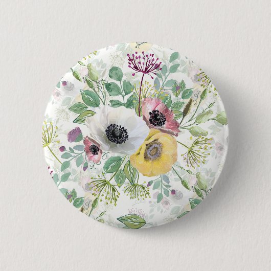Rosa, weiße und gelbe Anemone. Button (Vorderseite)