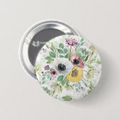 Rosa, weiße und gelbe Anemone. Button (Vorne & Hinten)