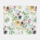 Rosa, weiße und gelbe Anemone. Fleecedecke (Vorderseite (Horizontal))