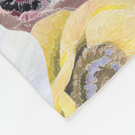 Rosa, weiße und gelbe Anemone. Fleecedecke (Ecke)