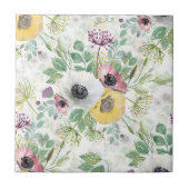 Rosa, weiße und gelbe Anemone. Fliese (Vorderseite)