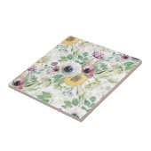 Rosa, weiße und gelbe Anemone. Fliese (Seite)