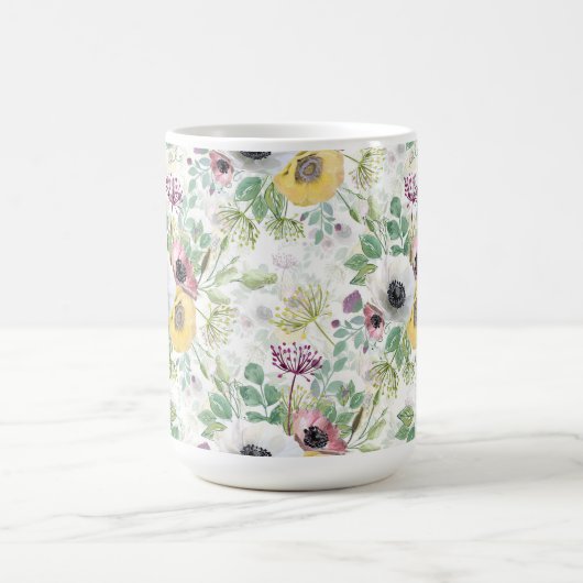 Rosa, weiße und gelbe Anemone. Kaffeetasse (Mittel)