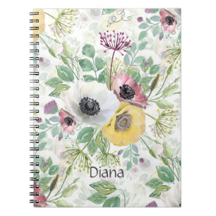 rosa, weiße und gelbe Anemone Notizblock