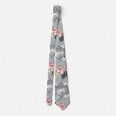 Rosa weiße und gelbe Blumen Krawatte (Rückseite)