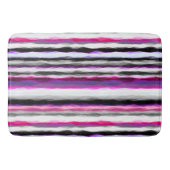 Rosa, weiße und graue Abstrakte Streifen Badematte (Vorderseite)