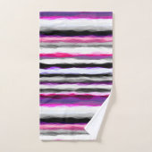 Rosa, weiße und graue Abstrakte Streifen Badhandtuch Set (Handtuch)