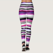 Rosa, weiße und graue Abstrakte Streifen Leggings (Rückseite)