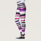 Rosa, weiße und graue Abstrakte Streifen Leggings (Links)