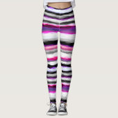 Rosa, weiße und graue Abstrakte Streifen Leggings (Vorderseite)