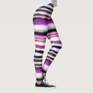 Rosa, weiße und graue Abstrakte Streifen Leggings