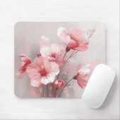 Rosa, Weiße und Graue Blumen Mousepad (Mit Mouse)