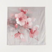 Rosa, Weiße und Graue Blumen Wandteppich (Vorderseite (Horizontal))