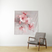 Rosa, Weiße und Graue Blumen Wandteppich (Beispiel (Horizontal))