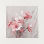 Rosa, Weiße und Graue Blumen Wandteppich (Vorderseite)