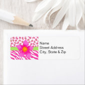 Rosa, weiße und grüne Zebra & Geparden & Rosa Blum (Insitu)