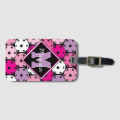 Rosa, weiße und lila Pickleballs mit Namen Gepäckanhänger (Vorderseite (Horizontal))