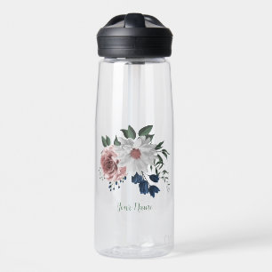Rosa, weiße und marineblaue Blumen Trinkflasche